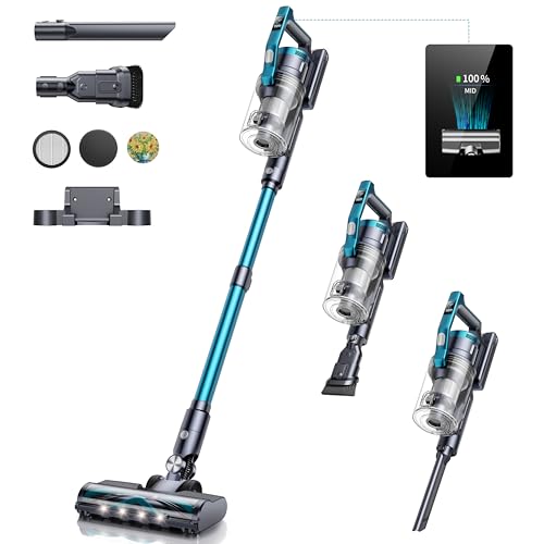 41+ACgUFKhL Aspirateur Balai sans Fil,450W/38Kpa Aspirateur sans Fil,Autoportant Aspirateurs Balais et Balais Électriques, Écran avec 8 Animées Aspirateur Balai Aromathérapie,pour Tapis/Poils d'animaux/Sol