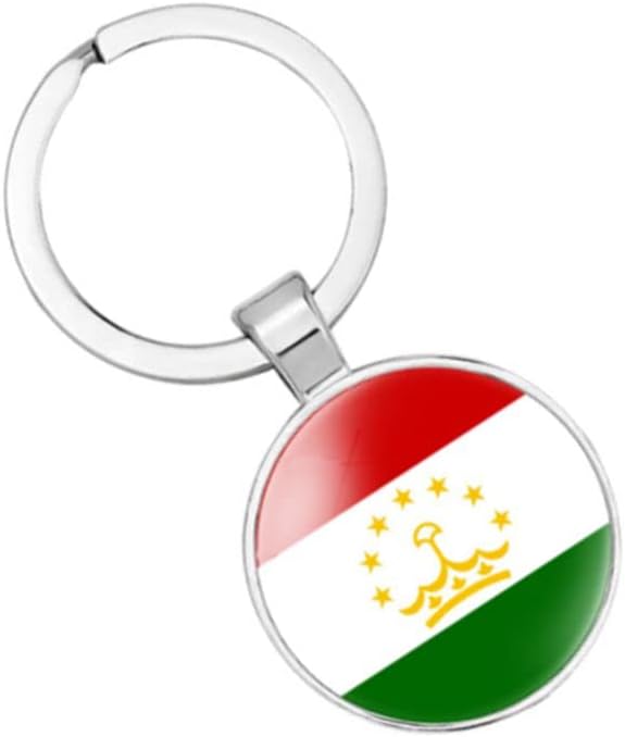 vmcoatdu Tadzhikistan Tajikistan National Flag Key Chain Keyring Gift Men Women Keychain Stainless Steel and Inlaid Glass Materials - Image 2