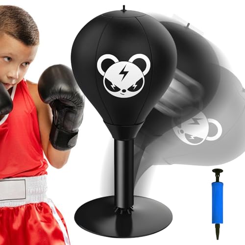WIYETY - Bolsa de boxeo para escritorio, con ventosas potentes, antiestrés, punching ball, oficina de pie, regalo divertido para chef, colega, amigos, negro, 17,7 x 40 cm