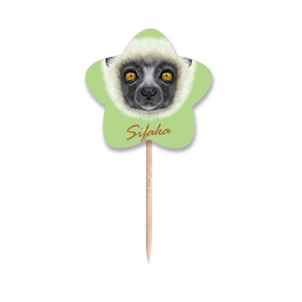 Piques à cupcakes singe Sifaka blancs en bois et papier pour une tenue parfaite de vos gâteaux