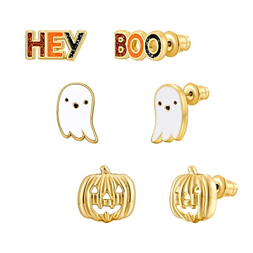WOWORAMA Halloween Earrings Cute Pumpkin Earrings for Women Fun Crystal Pumpkin Stud Earrings Funny Smiling Face Pumpkin Drop Earrings Halloween Earrings Jewelry