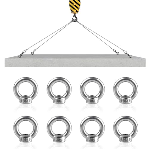 Pack of 8 Ring Nuts M5 Eyelet Nut, 304 Stainless Steel Ring Nuts Eye Nut Hardware Ring Eyelets Ring Shaped for Lifting Nut for Attaching Hanging Ornaments, Flower Pots