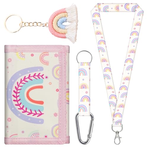 Vbxvsa Regenbogen Brustbeutel Kinder mit Schlüsselanhänger, Dreifach Gefaltete Geldbörse mit 2 Schultergurten, Leichter Gürtelbeutel für Mädchen Jungen, für Festival, Reise, Schule(Regenbogen)
