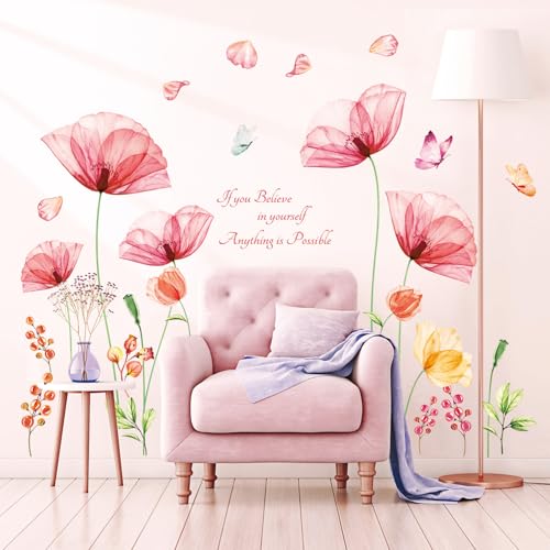 Vinilos Decorativos Flores Acuarela Pink DECOWALL miniatura 1