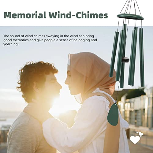 FSVGYY Wind-Chimes-Outdoor-Deep-Tone, Large Soothing Melodic Tones Windchimes, Wind Chimes for Outside, Memorial Wind Chime Best Gift for Mom Women Grandma Neighbors(32" Forest Green Coated Aluminum)