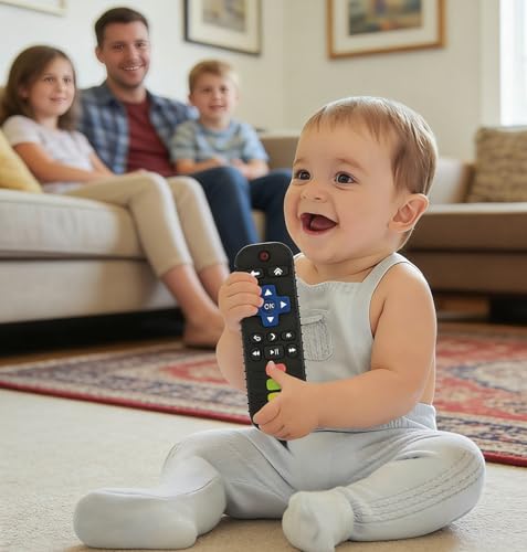 Image of Fu Store Baby Teether Toy Silicone Chew Toys for Baby Remote Control Shape | 0-6 6-12 3-24 Months Infant Toddler Teething Toy Teethers for Babies Relief Soothe Gum Freezable Dishwasher Refrigerator Safe