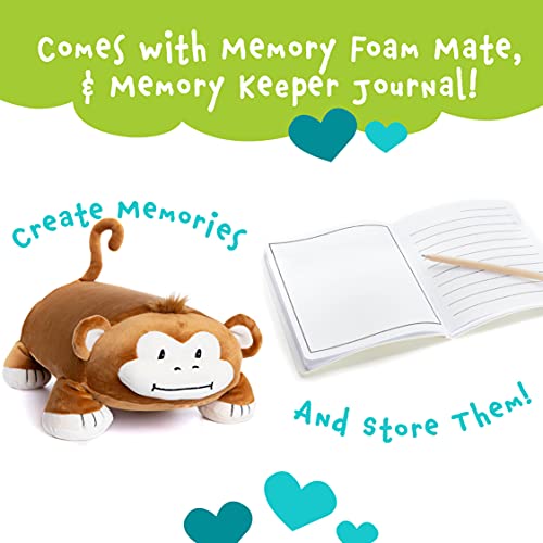 Memory Mates Jesi The Monkey Memory Foam Pillow Plush With Kid's Diary That Stores In Belly Pocket, 15” Stuffed Animal, 6" Journal #TOP2