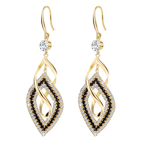 Btoym Dangle Earrings 14K Gold Plated Drop Earrings Double Linear Geometric Round Diamond Boho Earrings For Women Girls (Gold-2) #TOP7