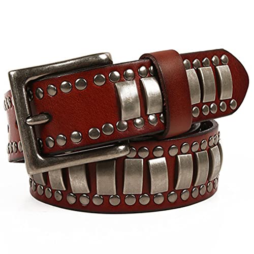 Unisex Punk Studded Leather Belt - Bright Rivet Waist Strap For Gothic Jeans Pants