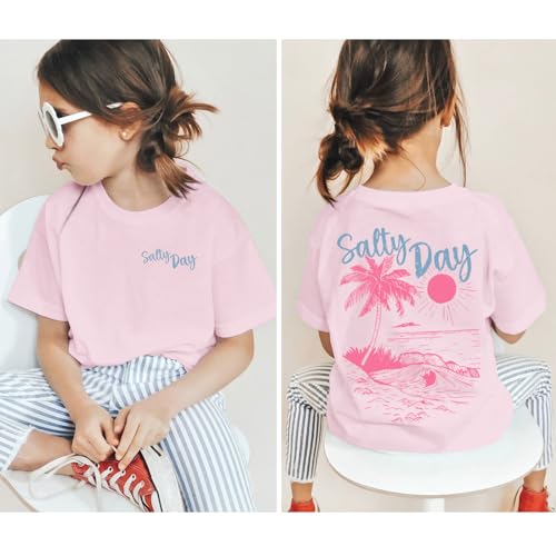 Girls Hawaiian Shirt Beach Preppy Graphic Tees Hawaii Sunshine Tshirt Kids Salty Day Shirts Summer Vacation Tops2