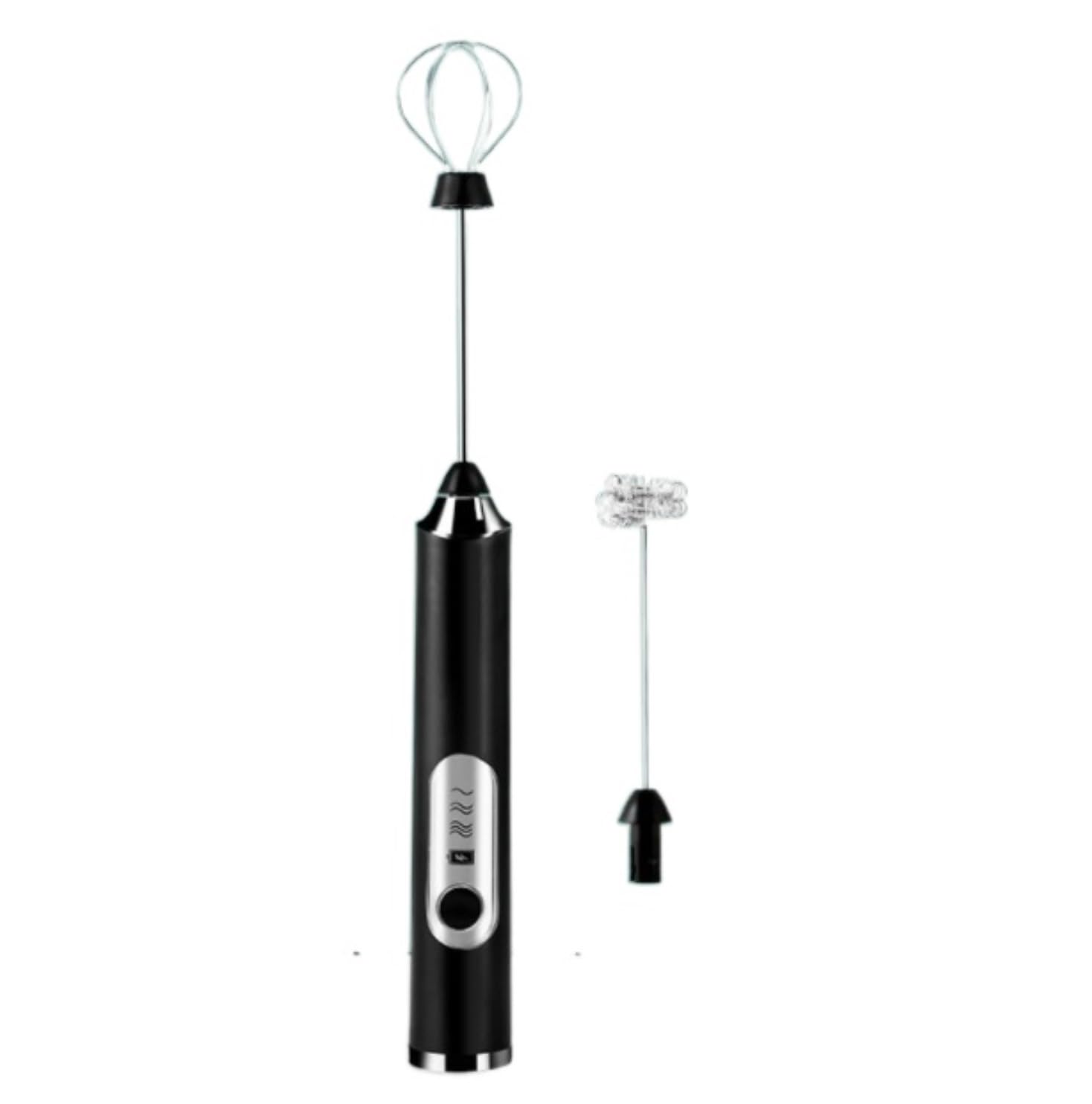 Frullino Montalatte per Macchiato Montalatte Elettrico caffè Frusta in Acciaio Inox Frusta da Cucina Frusta Portatile Frullino per Bevande Schiumatore Latte(Black)