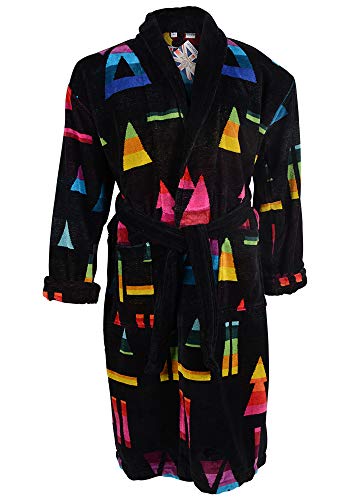 Mens Brighton 100% Egyptian Cotton Plush Shawl Collar Luxury Bathrobe - Large Black