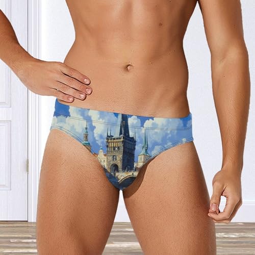 Charles Bridge in Prague Czechrepublic (4) Mens Swim Briefs Quick Dry Swim Trunk Bikini Underwear Swimsuit4