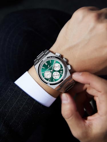 Image of Daniel Hechter Paris Hoche Collection Chronograph Analog Watch for Men - Brushed Stainless Steel case and Strap with Date Display
