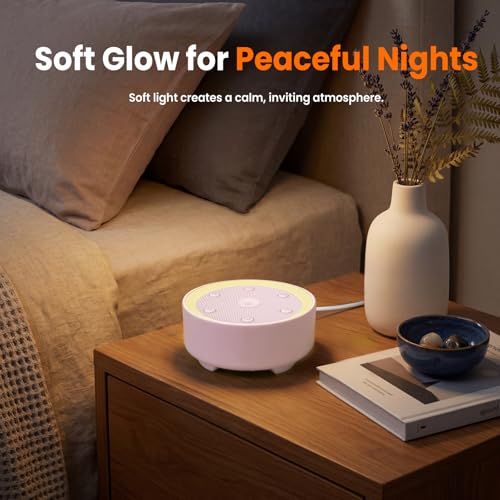 Image of Kipcush White Noise Machine for Sleeping - High-Fidelity Non-Looping Sounds, Dimmable Night Light, USB Powered, Sleep Sound Machine for Baby, Kids & Adults (K8-T Light Nude, Standard)