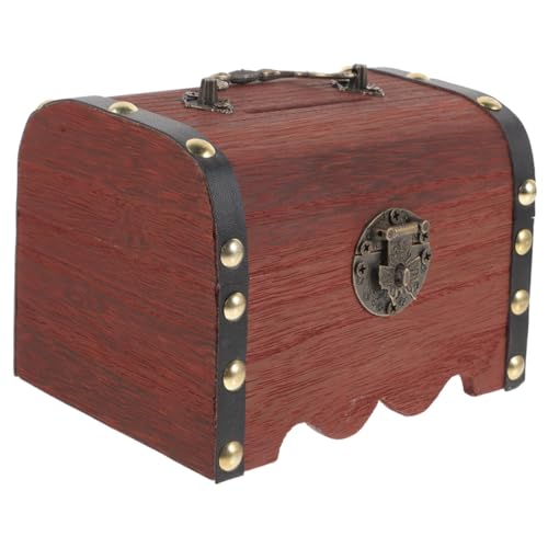 Milisten Cofre de Madera Vintage con Cerradura y Llave Hucha Infantil Segura y Decorativa para Niñas Caja de Monedas Estilo Cofre del Tesoro