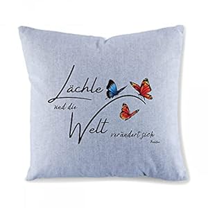 Buddha Kissenbezug – Lächle und die Welt verändert sich schmetterlinge – Sofa Kissen Bezug ohne Füllung Vintage Jeans…