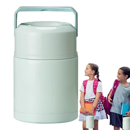 Jlobnyiun Contenedor aislado para alimentos, contenedor de almuerzo de acero inoxidable con tapa de asa de transporte, caja térmica sellada al vacío para viajes, campamento, trabajo, picnic, escuela