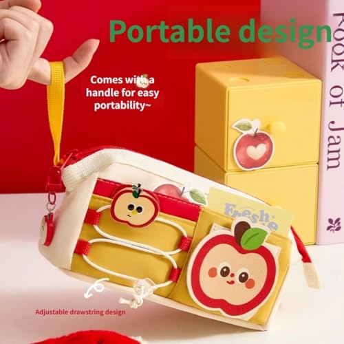 Image of Invite Large Capacity Cute Aesthetic Pencil Case with Multi Compartments, Multi-Pocket Pastel Pen Pouch Organizer with Zipper, Kawaii School Supplies Bag for Girls, Teens & Students (Red Apple M-2)