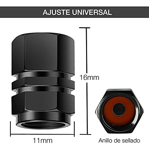 8X sportliche und leichte 8X Radstopfen für Auto-, Motorrad-, Fahrrad- oder Skateboard-Räder, aus Aluminium mit Dichtungsring. (schwarz)