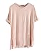 Shawhuaa Womens Roll-up Sleeve Side Split Casual Loose T-shirt Tops Pink, One Size