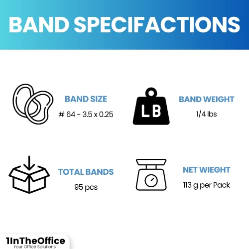 1InTheOffice Rubber Band Size 64, Rubber Bands #64, Heavy Duty Rubber Bands, Beige, Size 64, 95 Pack