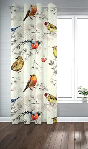 Image of Heavy Fabric 3D Birds Design Curtains for Kids Room, School, Kids Care Home, Window, Door, 4x7 feet Long Set of 1 Pc, Blue