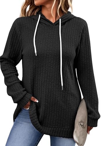 Halife Womens Tunic Sweaters Lightweight Long Sleeve Shirts Loose Fit Hoodies Casual Pullover Sweatshirts Fall Tops