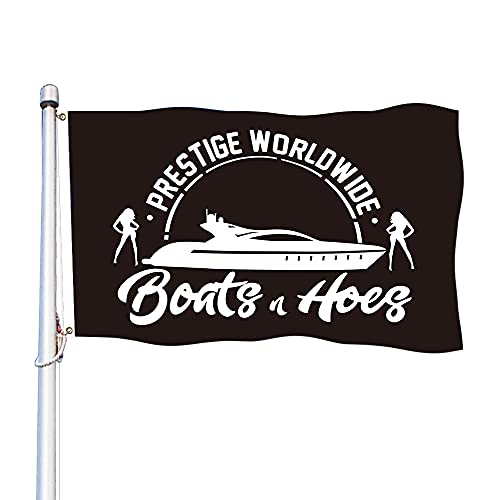 Prestige Worldwide Flag Boats Hoes 3x5 Ft Funny Poster UV Resistance Fading & Durable Man Cave Wall Flag with Brass Grommets for College Dorm Room Decor,Outdoor And indoor.