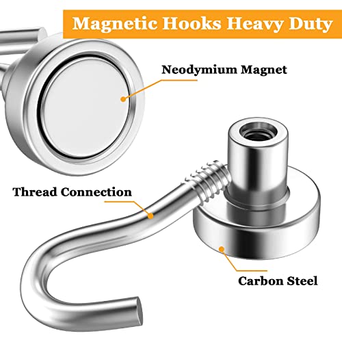 Image of MIN CI 68Pack Super Strong Magnetic Hooks, 25lbs Heavy Duty Magnetic Hook for Hanging, Rare Earth Neodymium Magnet Hooks, for Cruise Ship Camping Grill Kitchen Fridge Garage Wall