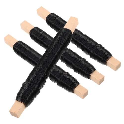 Housoutil Floral Wire Kits 4 Rolls of Black Coated Floral Wire for Wreaths DIY Stems Arrangements