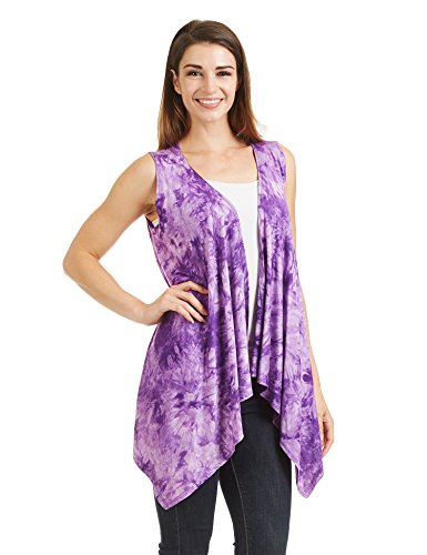Image of Made By Johnny Women's Lightweight Sleeveless Cardigan - Draped Open Front Vest with Asymmetrical Hem