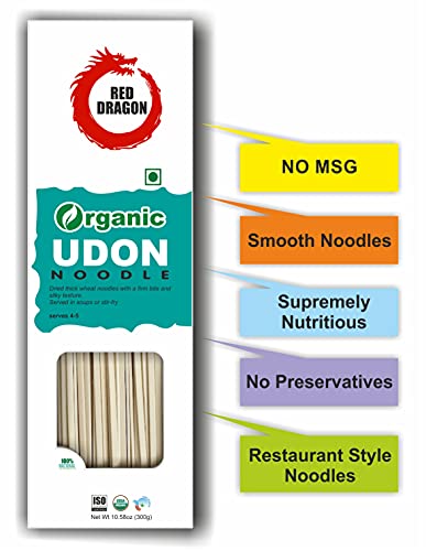 Red Dragon Japanese Udon Noodles Fresh And Delicious Organic Tasty Cuisine 300g (Pack of 1) |No Preservatives