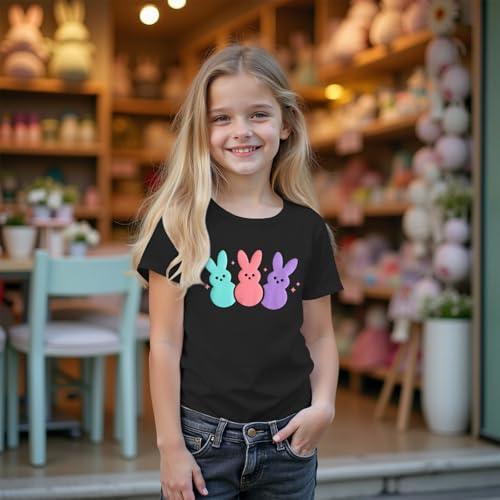 MODNTOGA Boys Girls Easter Outfit Bunny Graphic T-Shirt Chillin' with My Peeps Letter Back Print Shirt Short Sleeve Tee Tops3