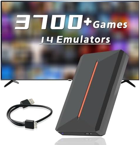 External Gaming Hard Drive 500G, Retro Gaming Console HDD Compatible with Launchbox Game System, 3700+ Hot Retro Games, 14 Emulators Plug and Play for PC, Support Windows 8.1/10/11, 6G/s