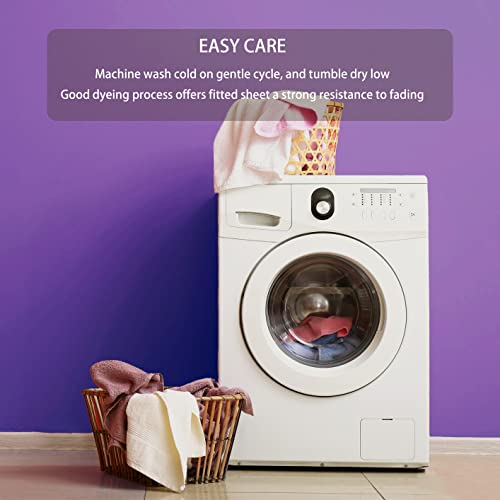 Ayasw Fitted Sheet Only Queen Size - Deep Pocket Soft Bed Fitted Bottom Sheet - 1800 Brushed Microfiber - Fits 8" To 16" - Wrinkle, Fade, Stain Resistant - Easy Care Purple #TOP5