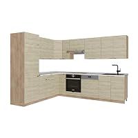Cuisine Intégrée Fame-Line Vicco Style Rustique – 240 Cm, Chêne Vert Or – Neuve