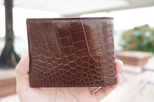 Genuine Crocodile Alligator Leather Skin Men's Bifold Wallet (Brown-Belly)3