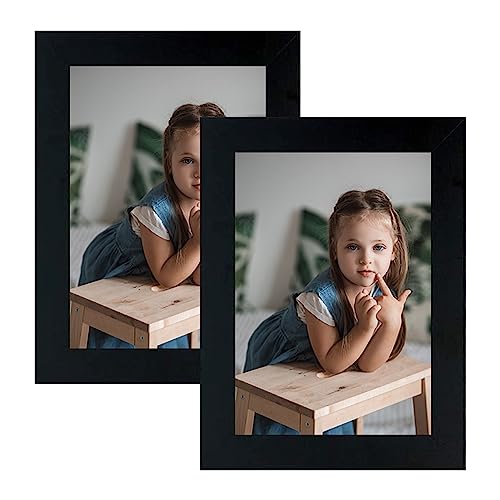 Frametory, 5X7 Black Picture Frame Set Of 2, High Definition Real Glass, Horizontal And Vertical Formats For Wall And Table Mounting, Family, Friends, Mothers Day Gift #TOP9
