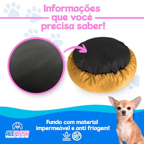 Cama Pet Redonda De Pelúcia Cachorro e Gato 50x50cm (Doce de Leite)