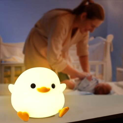 YuanDian Dodo Duck LED Nachtlicht, Veilleuse enfant, Niedliche Silikon-Enten-Lampe für Schlafzimmer, Wohnzimmer - Wiederaufladbar, Touch Sensor Nachttischlampe