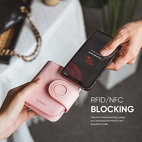 Womens Small Wallet for Air Tag RFID Blocking Vegan Leather Air Tag Wallet for Women4