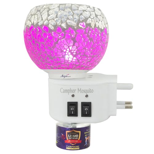 Signamio 3 in 1 Multi-Functional Camphor Diffuser Burner - Kapoor Dani Electrical Camphor with Night Lamp & Mosquito Repellent | Kapoor Dani for Home Fragrance and Ambient Lighting DN-25