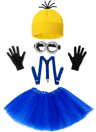 Deluxe Poodle Dog Mask WISHTEN 5 PCS Halloween Costume for Kids Girls,Goggles/Beanie/Tutu Skirt/Suspenders/Gloves Halloween...