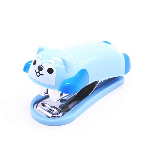 Clips 1pcs Mini Puppy Stapler Cartoon Office School Supplies Stationery Paper Clip Binding Binder Book Sewer - (Color: Blue)