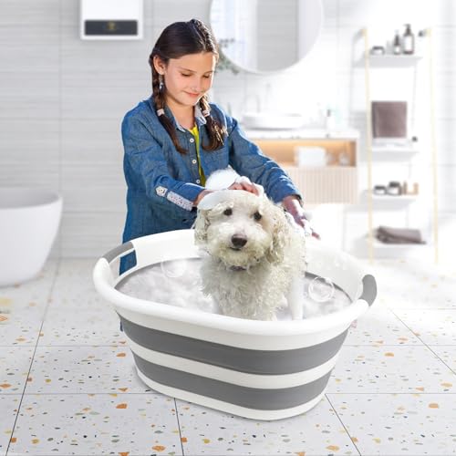 ddLUCK Banheira dobrável multifuncional para animais de estimação, banheira portátil para gatos para