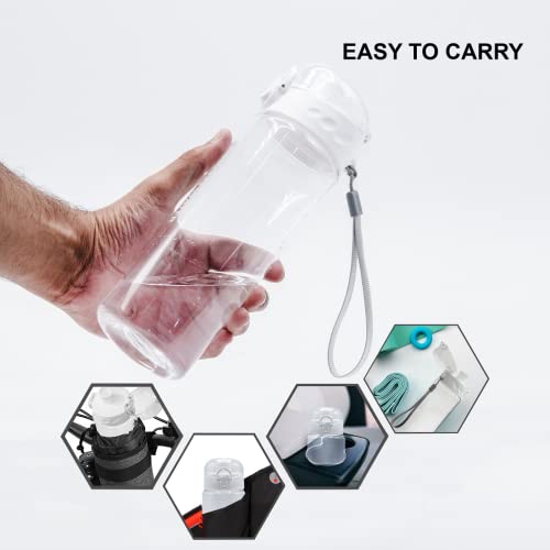 GearTek Tritan Clear Water Bottle | BPA Free 700 ml Sports Water Bottle | Leak Proof Re-Usable Flip Top Plastic Drinks Bottles for Outdoors, Gym, Cycling and Schools (Clear)