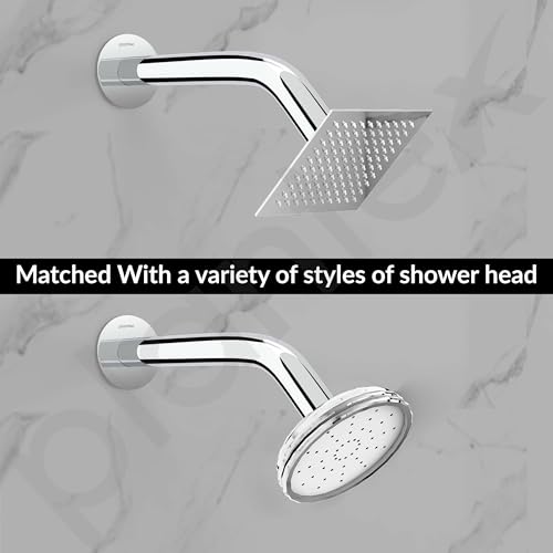 Image of Plantex 9-Inch Round Bend Shower Arm for Overhead Shower /Stainless Steel Shower Pipe /Wall Mount Bathroom Fitting with -Inch Thread - Pack of 1 (Chrome)