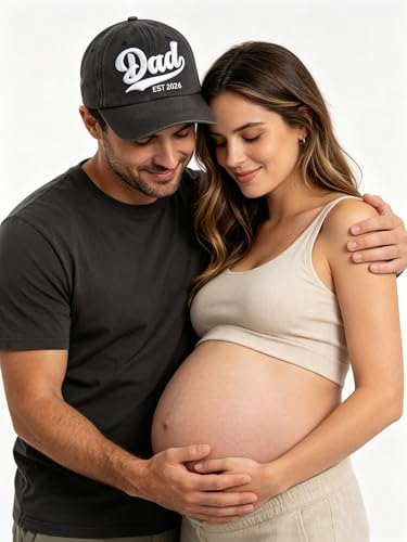 Image of 2PCS Mom and Dad EST 2026 Hat, 3D Embroidered Adjustable New Parents Gifts Baseball Cap