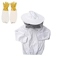 RXYNLL Imkerschutz-Kinderanzug mit Schleierjacke - mit Imkereihandschuhen Imkerei-Schutzausrüstung (Y-L (125-150 cm))